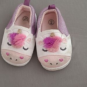 Unicorn slip on sneakers baby girl size 2